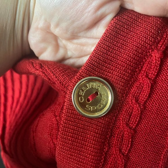 CELINE 100% Wool Vintage Red Vest with V-neck and Double Front Pockets. - Picture 4 of 6